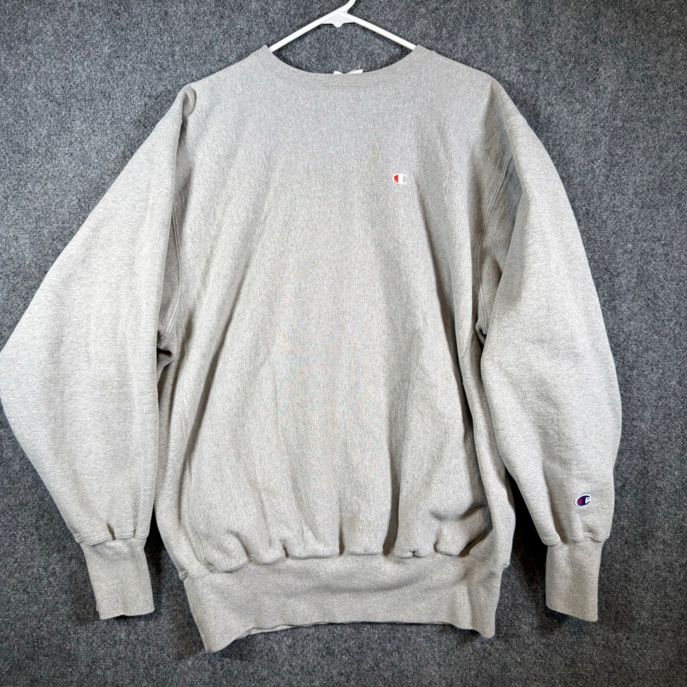Vintage 90s Champion Reverse Weave Sweatshirt Mens XXL Gray Heavyweight Pullover